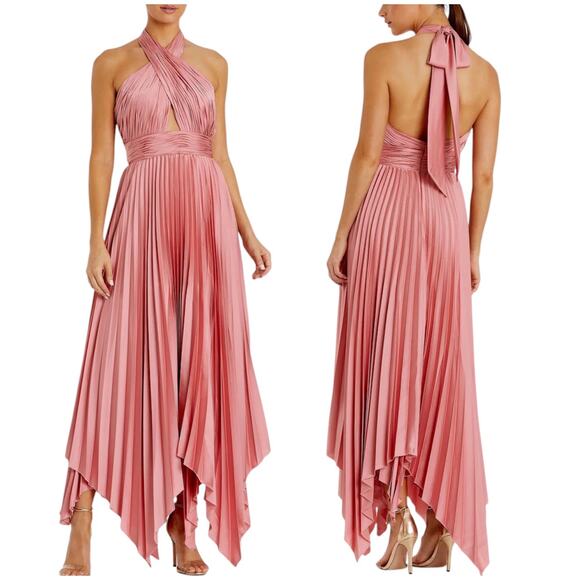 Elegant Pink Halter Maxi Dress - Picture 1 of 11